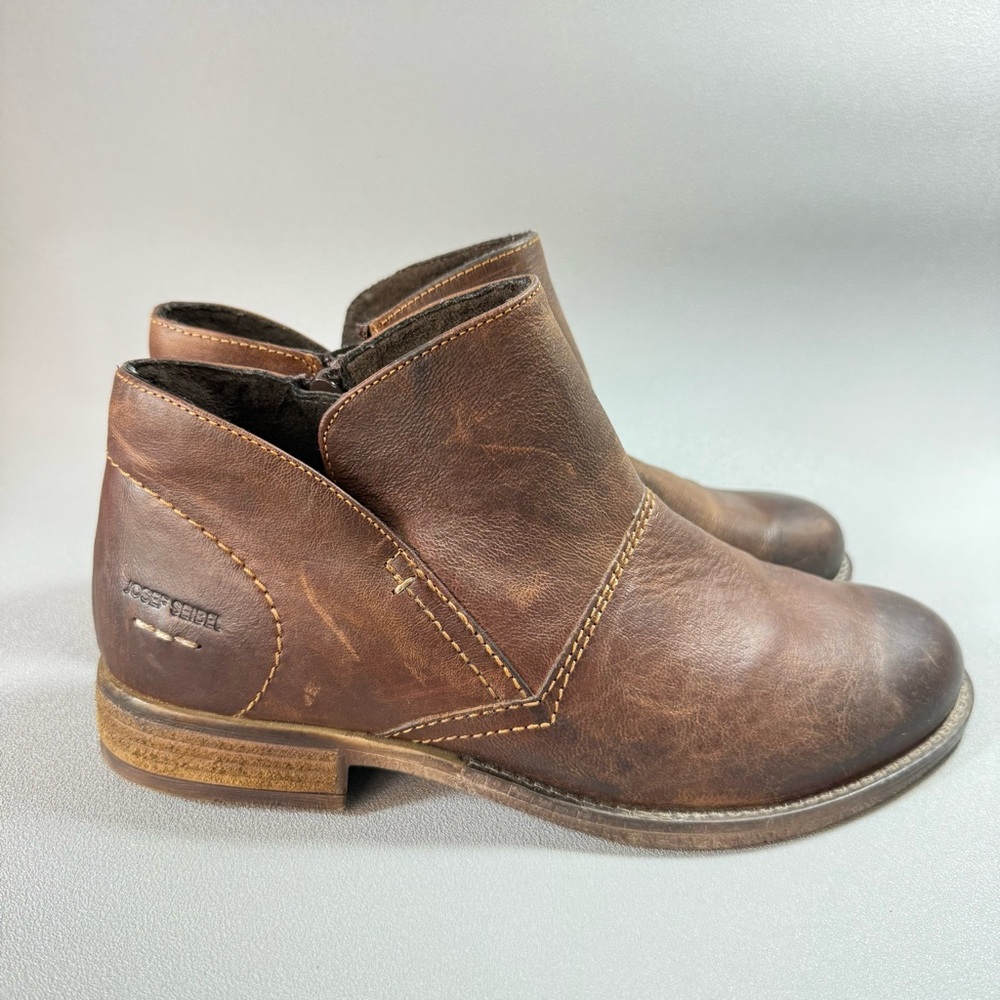 Josef Seibel Sienna 81 Distressed Brown Leather Zip Up Ankle Boots EU39 - Picture 2 of 15